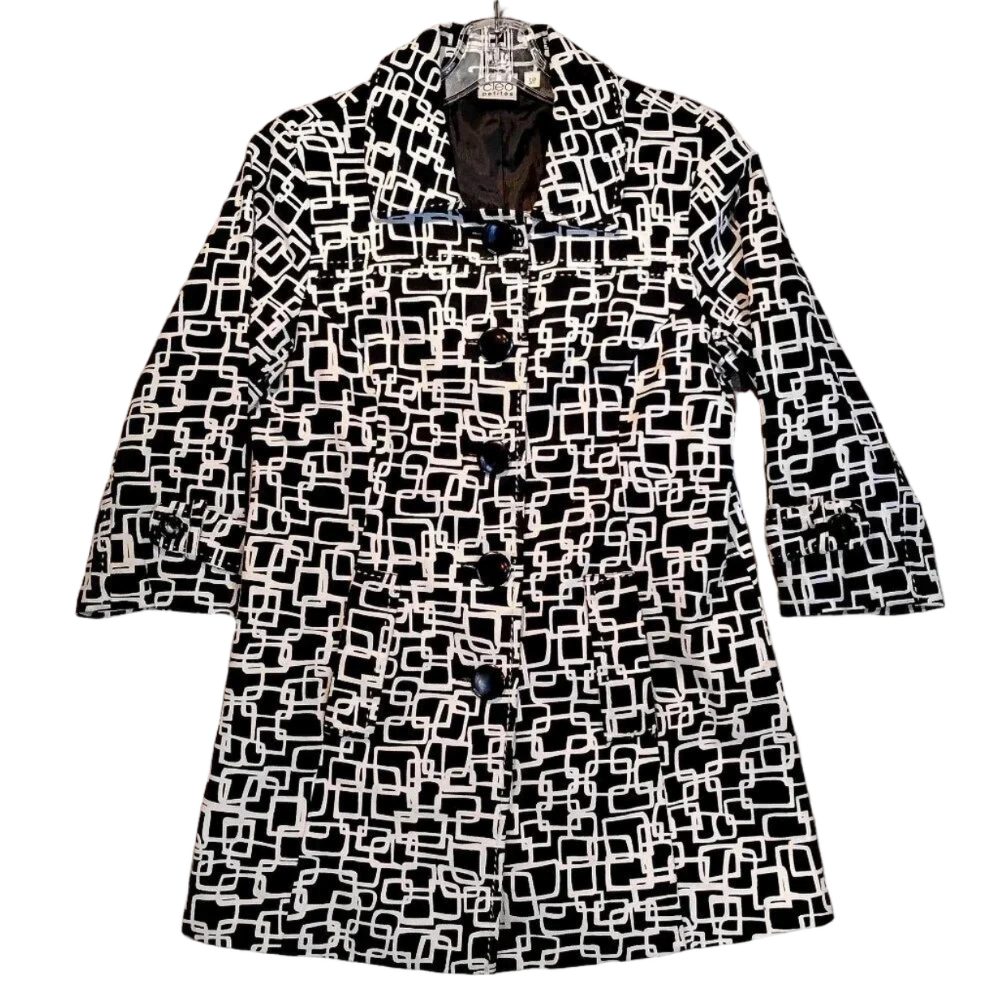 Cleo Petites Black & White Geometric Design Blazer  NWOT in Size Small